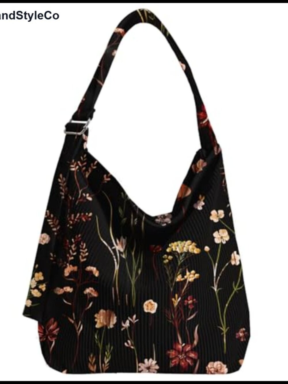 Corduroy Hobo Bag Large Tote Zipper Adjustable Strap Women